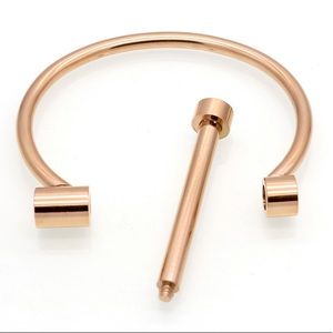 Rose Gold Screw Bracelet, Unisex Titanium